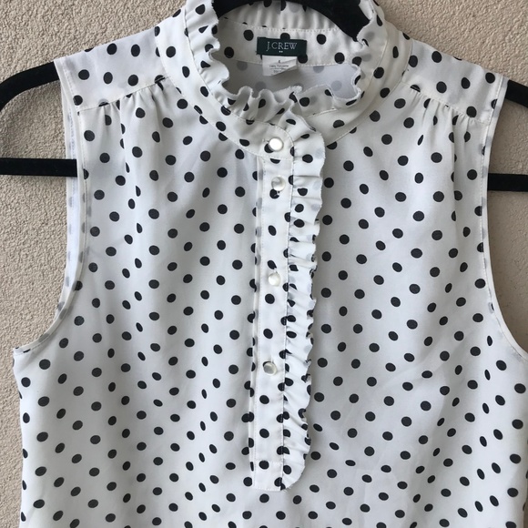 J. Crew Factory Polka Dot Ruffle Collar Top - Picture 4 of 5